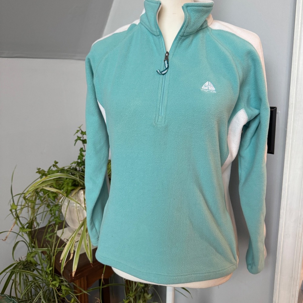 ACG Nike Quarter‎ Zip Fleece Pullover Aqua Blue White Athletic Jacket Womens med